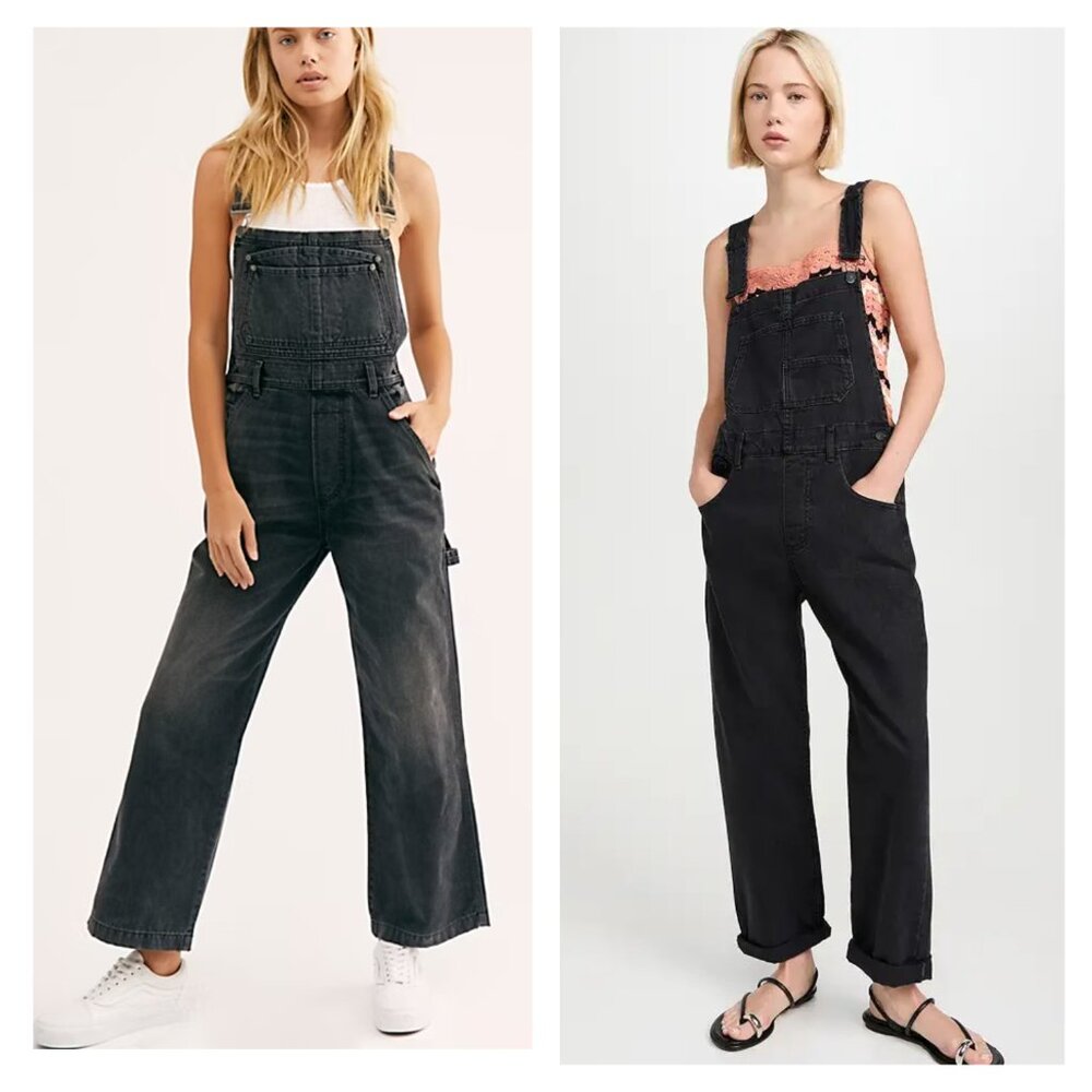 Free People Boyish Kenny Overalls Denim Jumpsuit in Midnight Cowboy Black size S - Picture 16 of 16